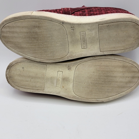 Dabliu Men's Red Leather Sneakers Size 46 (US 12)  #1310 - Picture 2 of 6